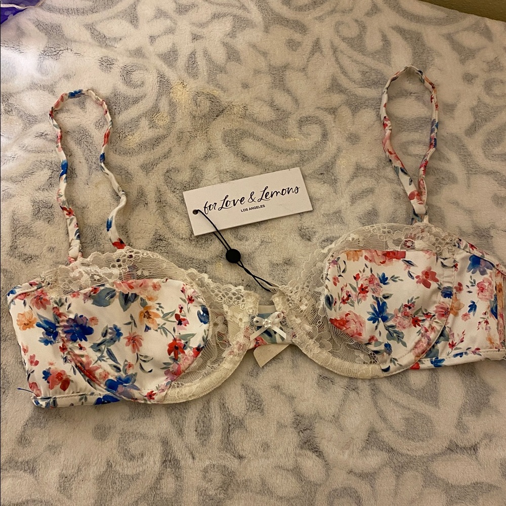 For Love And Lemons Multicolor Floral Lace Bra